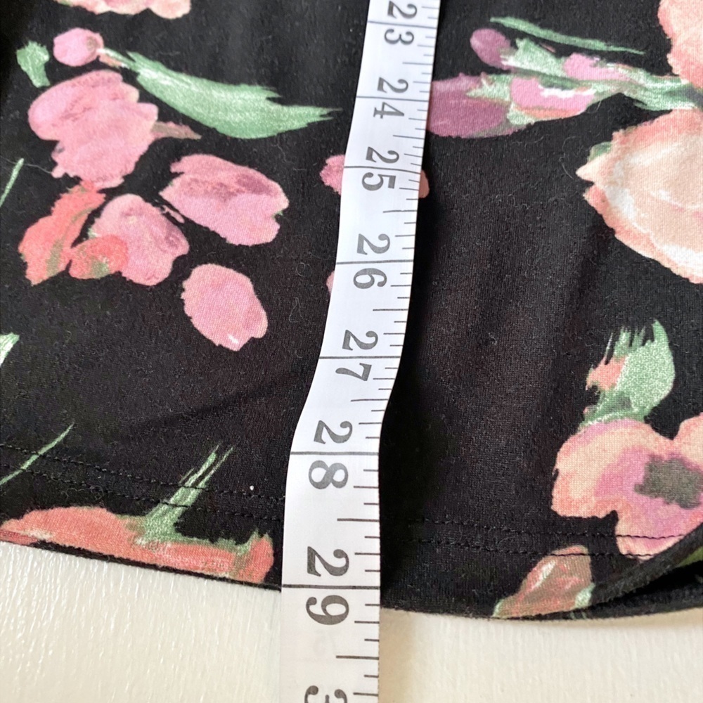 The Zig Zag Stripe Black with Pink Floral V-Neck Short Sleeve Shirt - Picture 9 of 10